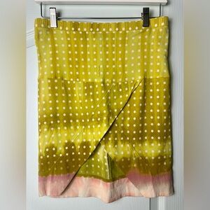 Roberto Cavalli Silk Yellow and White Polka Dot Skirt XS
